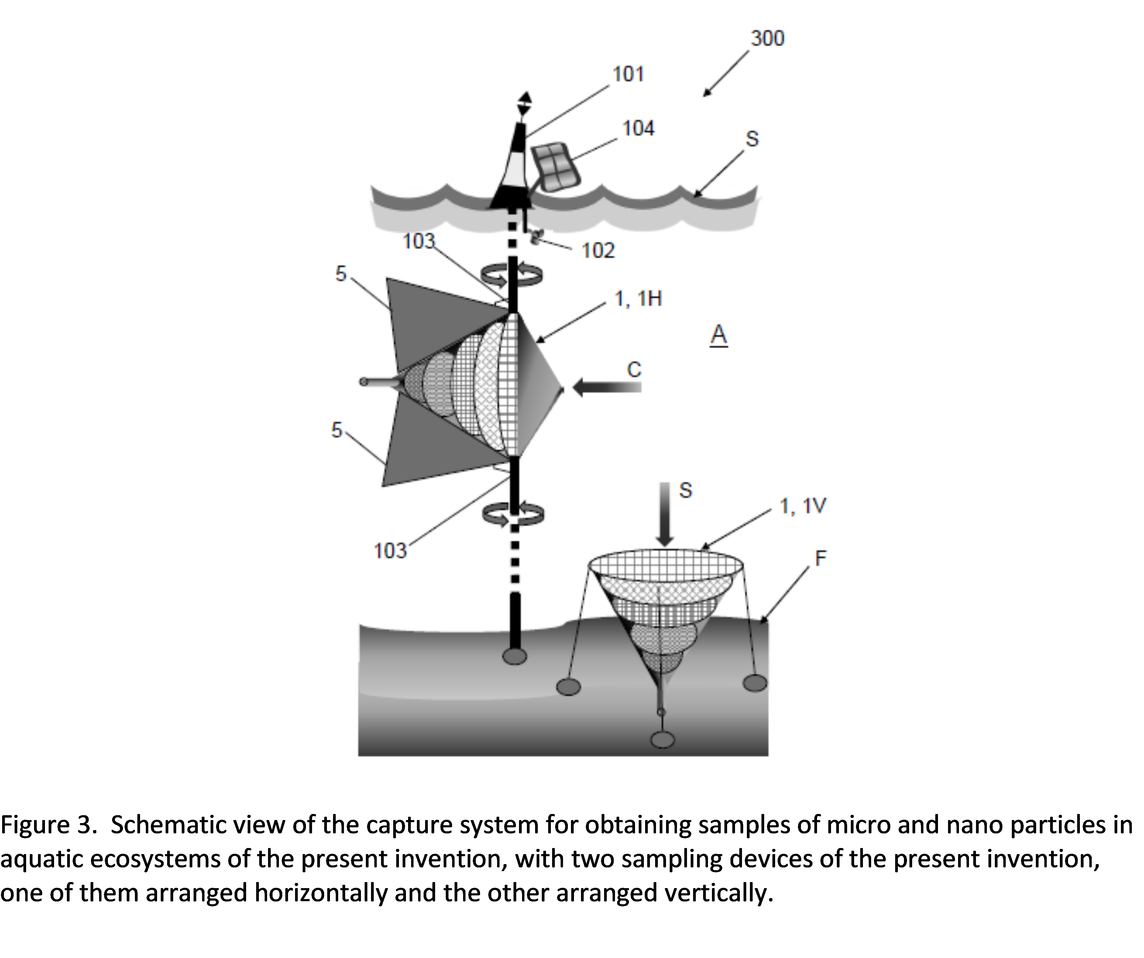 Micro and nanoparticle sampling device in aquatic ecosystems and collection system associated